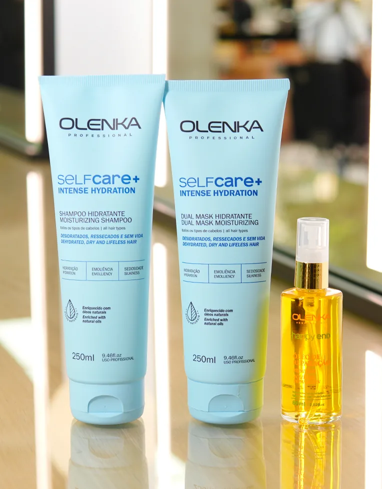 Kit Self Care+ Intense Hydratation 250ml ( Sh +mask ) + Óleo de Reparação Happy End Olenka 60mL