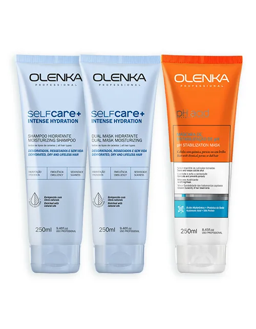 Kit Self Care+ Intense Hydratation 250ml (Sh+mask) +Máscara pH Acid Olenka 250ML